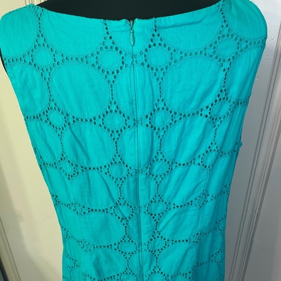 Eliza J Turquoise Blue Green Eyelet Sheath Dress Size 14 - Picture 5 of 9